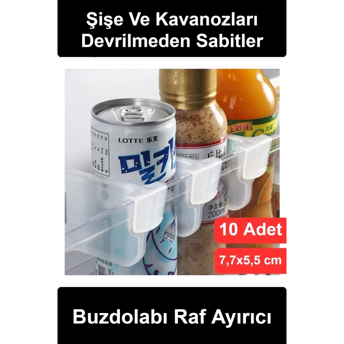 #RafAyırıcı Buzdolabı Raf Ayırıcı 10 Adet Kapak İçi Bölme Düzenleyici Şeffaf Plastik Mutfak Kiler Dolap Organizer Çok Amaçlı Tak Çıkar Şişe Kavanoz Sabitleyici Pratik Yer Tasarrufu Sağlayan Set