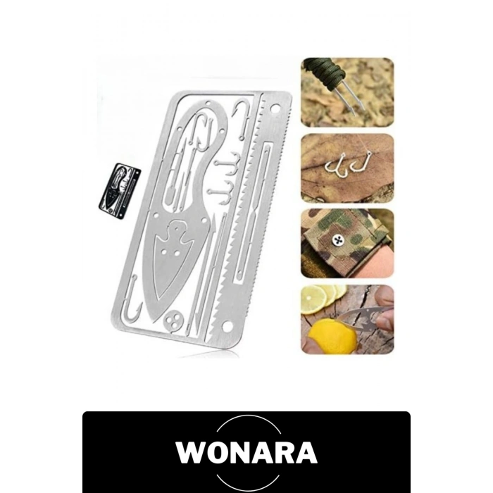 #BalıkçıKiti Çok Fonksiyonlu Hayatta Kalma Kartı Paslanmaz Çelik Survival Kit Cüzdan Boyutu Kamp Outdoor Acil Durum Aracı Bıçak Olta İğnesi Testere Balık Avı Seti Multitool Doğa Yürüyüşü Trekking