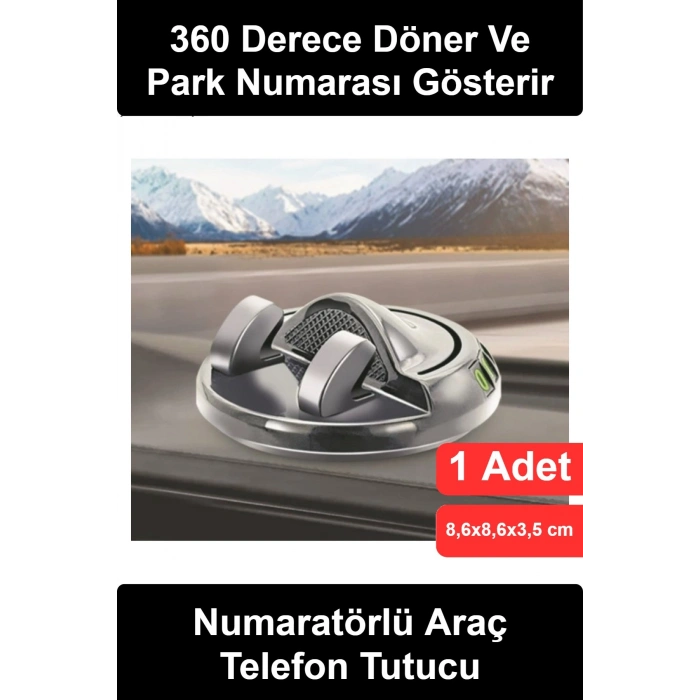 #AraçTelefonTutucu 360 Derece Dönebilen Yapışkanlı Numaratörlü Araç Telefon Tutucu Silikon Sarsıntı Önleyici Torpido Üstü Navigasyon Standı Park Numarası Göstergeli Kaydırmaz Evrensel Oto Aksesuar