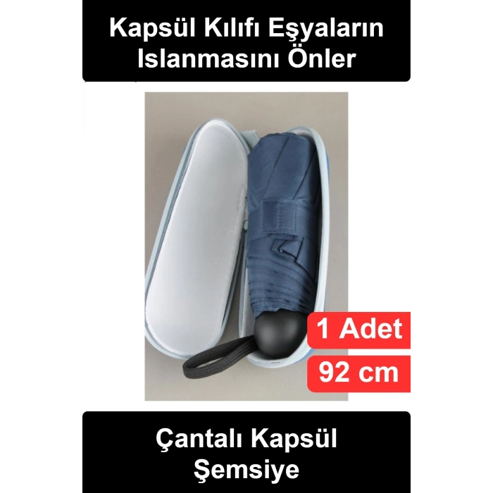#KapsülŞemsiye Çantalı Kapsül Şemsiye Mini Cep Tipi Katlanır Kılıflı Yağmur Güneş Koruma Hafif Taşınabilir Seyahat Kadın Erkek Unisex Kompakt Pratik Fermuarlı Kutulu 92 cm Hediyelik Model Günlük