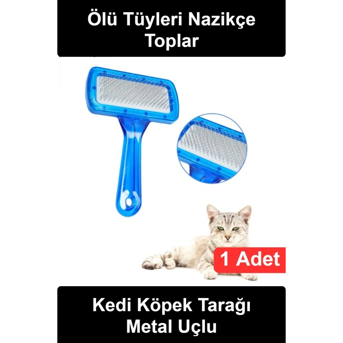 #KediKöpekTarağı Evcil Hayvan Tüy Toplama Metal Uçlu Ergonomik Saplı Profesyonel Pet Bakım Ölü Kıl Alıcı Grooming Fırçası Asma Delikli Kısa Uzun Tüylü Dostlar İçin Blister Kartelalı Pratik Tarama