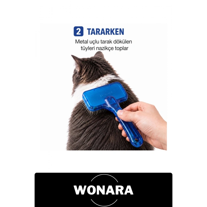 #KediKöpekTarağı Evcil Hayvan Tüy Toplama Metal Uçlu Ergonomik Saplı Profesyonel Pet Bakım Ölü Kıl Alıcı Grooming Fırçası Asma Delikli Kısa Uzun Tüylü Dostlar İçin Blister Kartelalı Pratik Tarama
