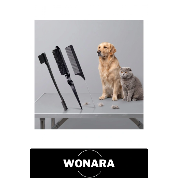 #KıtıkAçıcıTarak Evcil Hayvan Kıtık Açıcı Tarak Seti Kedi Köpek Tüy Bakım Fırçası 3lü Ölü Toplayıcı Düğüm Çözücü Metal Uçlu Ayırıcı Siyah Ergonomik Saplı Profesyonel Tarama Aparatı Günlük Kiti