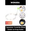 Premium Seri Yapışmaz Kaplamalı Dayanıklı Şık Tasarımlı Yuvarlak Metal Omlet ve Krep Kalıbı 5 Adet