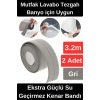 Premium Su Geçirmez Sızdırmaz Yalıtım Küf Banyo Mutfak Lavabo Gri Kenar Şerit Bant 3.2 mt 2 adet