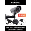 Özel Tasarım Ev Ofis Bahçe İçin Led Işıklı Pilli Caydırıcı Dekoratif Güvenlik Kamerası 3 Adet