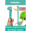 Özel Üretim Çocuk İçin Dinazor Figürlü Çift Taraflı Yapışkanlı Silinebilir Duvar Boy Ölçer Sticker