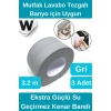 Premium Su Geçirmez Sızdırmaz Küf Yalıtım Banyo Mutfak Lavabo Gri Kenar Şerit Bant 3.2m 3 adet