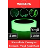 Premium Karanlıkta Yansıyan Yapışkanlı Işık Veren Fosforlu (Fotolümen) Yeşil Şerit Bant 4 mt 2 Adet