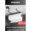 Dayanıklı İz Bırakmayan Kolay Takılan Mutfak Banyo Metal Siyah Dolap İçi Kağıt Havluluk Askı