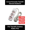 #UzatmaKablosu 3lü Topraklı Uzatma Kablo 2 Metre Beyaz Çocuk Korumalı Seyyar Grup Priz Ev Ofis Çalışma Masası İçin Dayanıklı PVC Kaplı Bakır İletken Plastik Gövdeli Kompakt Elektrik Çoklayıcı