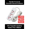 #UzatmaKablosu 3lü Topraklı Uzatma Kablo Priz 5 Metre Çocuk Korumalı Beyaz Seyyar Grup Çoklu Soket Ev Ofis Masa Tipi Elektrik Çoğaltıcı PVC Kaplı Bakır İletkenli Dayanıklı Plastik Gövde Kompakt