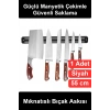 #BıçakAskısı Mıknatıslı Bıçak Askısı 55 cm Manyetik Tutucu Bant Çubuğu Duvara Monte Vidalı Mutfak Düzenleyici Metal Gereç Askılığı Siyah Şık Dekoratif Güçlü Çekim Pratik Organizer Saklama Aparatı