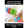 #BulaşıkSüngeri Silikon Bulaşık Yıkama Fırçası Tükenmeyen Mutfak Temizleme Süngeri 2 Adet Esnek Renkli Askı Delikli Tezgah Sebze Meyve Ovma Pedi Hızlı Kuruyan Kolay Temizlenebilir Çok Amaçlı Set