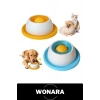 #MamaKabı Küçük Boy Yavaş Yeme Dönen Toplu Sıvı Ödül Maması Kedi Köpek Uyumlu Yalama Aparatı Kaymaz Tabanlı Dil Temizleyici Dokulu Püre Çorba Evcil Hayvan Beslenme Hijyenik Yıkanabilir Mavi Kapaklı