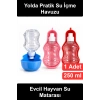 #EvcilHayvanSuMatarası Taşınabilir Köpek Kedi Suluğu 250 ml Hazneli Sızdırmaz Kilitli Seyahat Yürüyüş Gezi Plastik Karabinalı Pratik Hafif Katlanabilir Dış Mekan Park Bahçe İçme Havuzlu Kap Aparatı