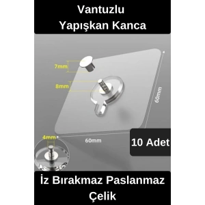 Dayanıklı Yapışkan Kanca İz Bırakmaz Süper Güçlü Vantuzlu Askı Cam Fayans Seramik Mermer 10 Adet
