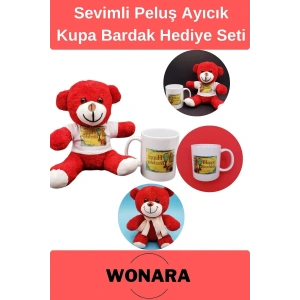 Özel Üretim Doğum Günü Hediye Seti - Happy Birthday Kupa ve Kırmızı Ayıcık Tasarımı