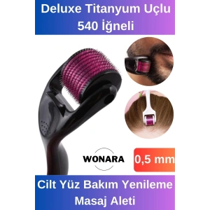 Derma Roller Titanyum Uçlu 540 İğneli Cilt Yüz Bakım Yenileme Masaj Aleti 0,50 mm