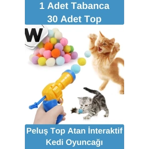 Özel Tasarım Evcil Hayvan Eğlenceli Top Atan Tabancalı Hareketli İnteraktif Kedi Oyuncağı Seti