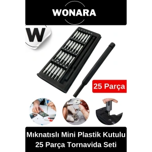 Özel Üretim Laptop Gözlük Saat Telefon Tamir Mıknatıslı Mini Plastik Kutulu 25 Parça Tornavida Seti