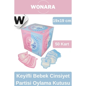 Premium Keyifli Bebek Cinsiyet Partisi Oylama Kutusu Misafirler İçin 50 Kart Kız Mı Erkek Mi Oylama