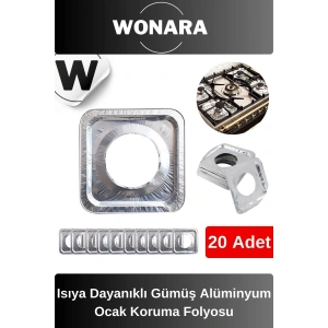 Özel Üretim Şık Tasarımlı Isıya Dayanıklı Gümüş Alüminyum Ocak Koruma Folyosu - 20lu Set