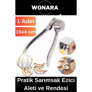 Özel Tasarım Dayanıklı Paslanmaz Çelik Ergonomik Saplı Pratik Sarımsak Ezici Aleti ve Rendesi