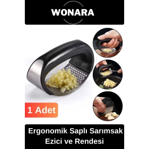 Pratik Kolay Temizlenebilir Paslanmaz Çelik Ergonomik Saplı Hızlı Mutfak Sarımsak Ezici ve Rendesi