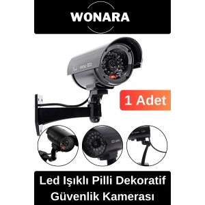 Özel Tasarım Ev Ofis Bahçe İçin Led Işıklı Pilli Caydırıcı Dekoratif Güvenlik Kamerası 1 Adet