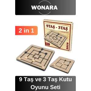 Premium Board Game - Zeka Eğlence Geliştirici Eğitici Strateji Klasik 9 Taş ve 3 Taş Kutu Oyunu Seti