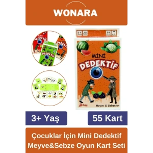 Özel Zeka Geliştirici Eğitici Ailece Çocuklara Eğlenceli Mini Dedektif Meyve&Sebzeler Oyun Kart Seti