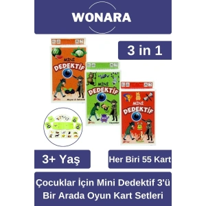 Özel Zeka Geliştirici Eğitici Ailece Çocuklara Eğlenceli Mini Dedektif Üçü Bir Arada Oyun Kart Seti