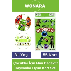 Özel Zeka Geliştirici Eğitici Ailece Çocuklara Eğlenceli Mini Dedektif Hayvanlar Oyun Kart Seti