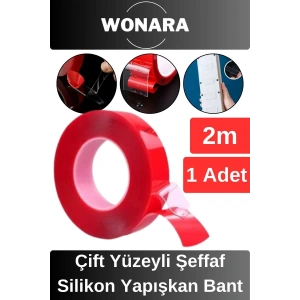 Premium Ekstra Sağlam Çift Yüzeyli Çok Amaçlı Tamir Montaj İçin Şeffaf Silikon Yapışkan Bant 1 Adet