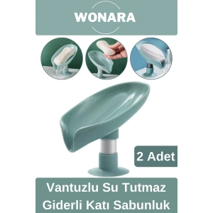 Özel Üretim Pratik Hijyenik Vantuzlu Su Tutmaz Giderli Mutfak Banyo Lavabo Katı Sabunluk 2 Adet