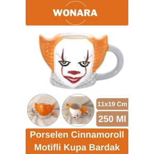 Özel Tasarım Sevgili Arkadaş Şık ve Dekoratif Hediyelik Porselen Pennywise Motifli Kupa Bardak