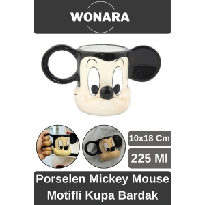Özel Tasarım Sevgili Arkadaş Şık ve Dekoratif Hediyelik Porselen Mickey Mouse Motifli Kupa Bardak
