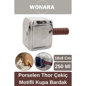 Özel Tasarım Sevgili Arkadaş Şık ve Dekoratif Hediyelik Porselen Thor Çekiç Motifli Kupa Bardak