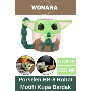 Özel Tasarım Sevgili Arkadaş Şık ve Dekoratif Hediyelik Porselen Baby Yoda Motifli Kupa Bardak