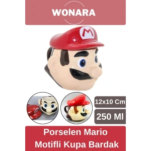 Özel Tasarım Sevgili Arkadaş Şık ve Dekoratif Hediyelik Porselen Mario Motifli Kupa Bardak