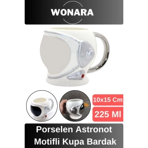 Özel Tasarım Sevgili Arkadaş Şık ve Dekoratif Hediyelik Porselen Astronot Motifli Kupa Bardak