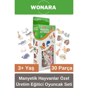 Zeka ve Motor Becerileri Geliştiren Manyetik Hayvanlar 30 Parça Özel Üretim Eğitici Oyuncak Seti