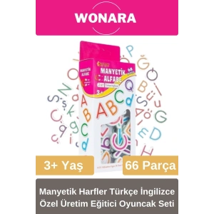 Zeka ve Motor Becerileri Geliştiren Manyetik Harfler Tr En 66 Parça Özel Üretim Eğitici Oyuncak Seti