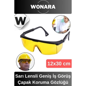 Dayanıklı Hafif Sarı Lensli Geniş İş Görüş Açılı Laboratuvar Endüstriyel Çapak Kaynak Koruma Gözlüğü