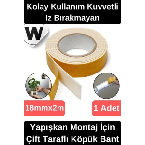 Kolay Kullanım İz Bırakmayan Su Sızdırmaz Yapışkan Montaj İçin Çift Taraflı Köpük Bant 2 mt 1 adet