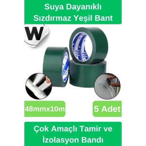 Sızdırmaz Suya Dayanıklı Yeşil Renk Çok Amaçlı Tamir ve İzolasyon Bandı 10m 5 Adet