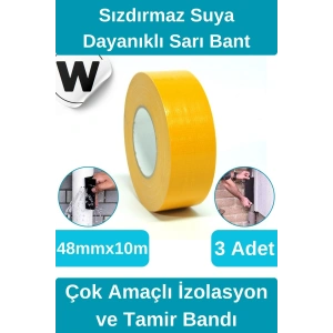 Sızdırmaz Suya Dayanıklı Sarı Renk Çok Amaçlı Tamir ve İzolasyon Bandı 10m 3 Adet