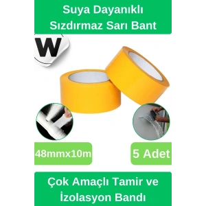 Sızdırmaz Suya Dayanıklı Sarı Renk Çok Amaçlı İzolasyon ve Tamir Bandı 10m 5 Adet