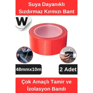 Sızdırmaz Suya Dayanıklı Kırmızı Renk Çok Amaçlı İzolasyon ve Tamir Bandı 10m 2 Adet